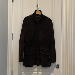 Men’s Banana Republic Chocolate Brown Suede Car Coat - Sz L